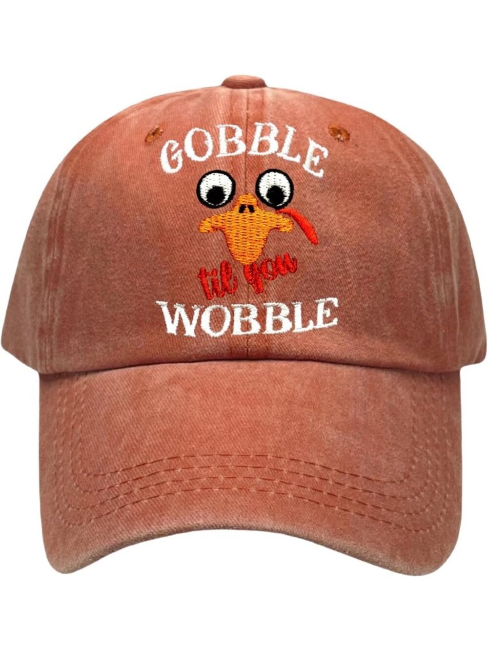 Unisax Thanksgiving Orange Believe Embroidered Adjustable Washed Baseball Cap